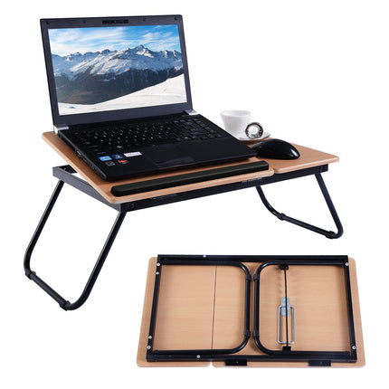 Birou pliabil pentru laptop cu blat rabatabil, în 4 unghiuri, negru