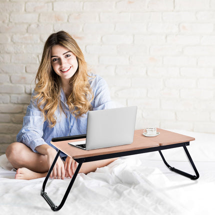 Birou pliabil pentru laptop cu blat rabatabil, în 4 unghiuri, negru