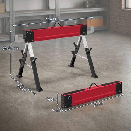 Set de capre metalice pliabile, capacitate 1160 kg, înălțime reglabilă