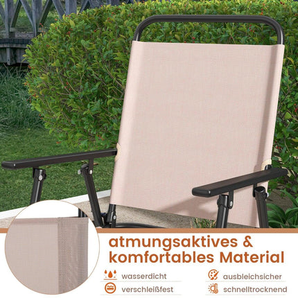 Set de 2 scaune de bar pliabile pentru exterior cu suport pentru picioare, bej