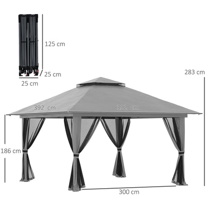 Pop-up 4x4M garden pavilion with UV protection and mesh walls