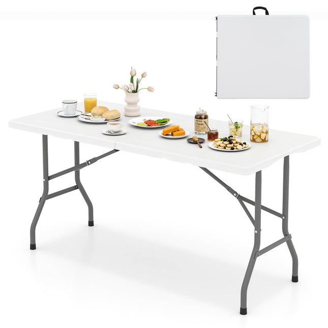 Masă de picnic pliabilă, 1,5 m, blat HDPE cu aspect de lemn, picioare antiderapante