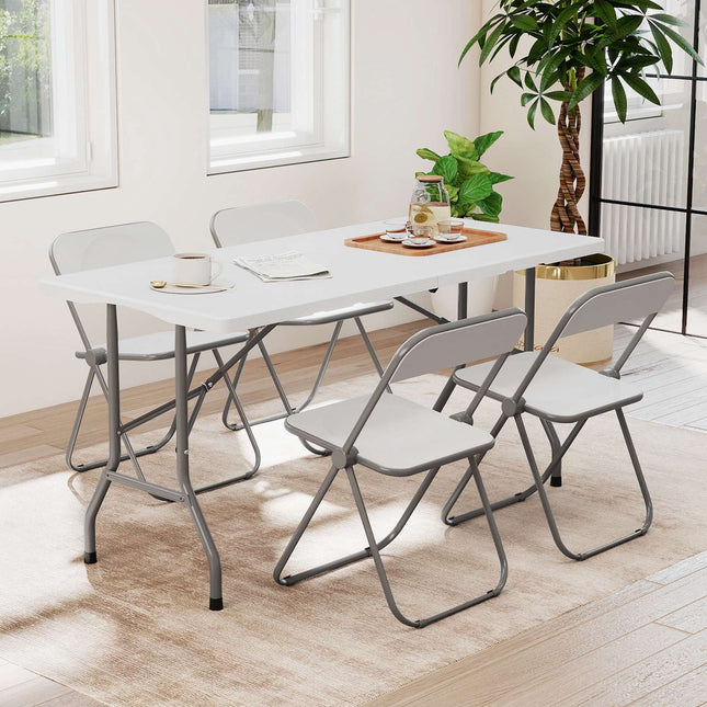 Masă de picnic pliabilă, 1,5 m, blat HDPE cu aspect de lemn, picioare antiderapante