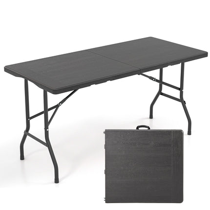 Masă de picnic pliabilă, model HDPE cu aspect de lemn, 152x70cm