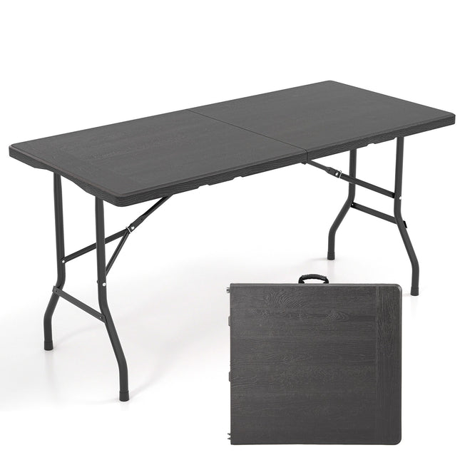 Masă de picnic pliabilă, model HDPE cu aspect de lemn, 152x70cm