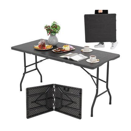 Masă de picnic pliabilă, model HDPE cu aspect de lemn, 152x70cm