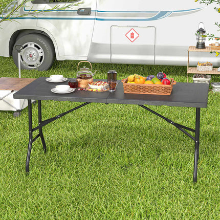 Masă de picnic pliabilă, model HDPE cu aspect de lemn, 152x70cm