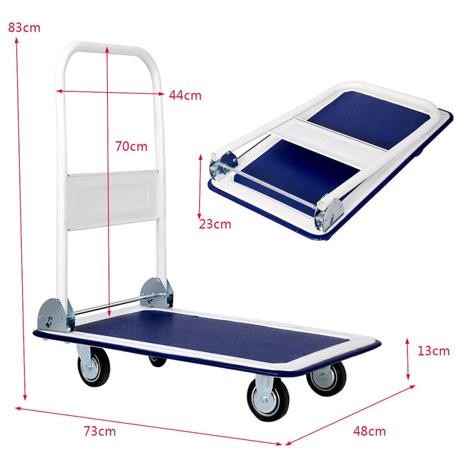 Cărucior cu platformă pliabilă, capacitate 150 kg, roți pivotante la 360 de grade