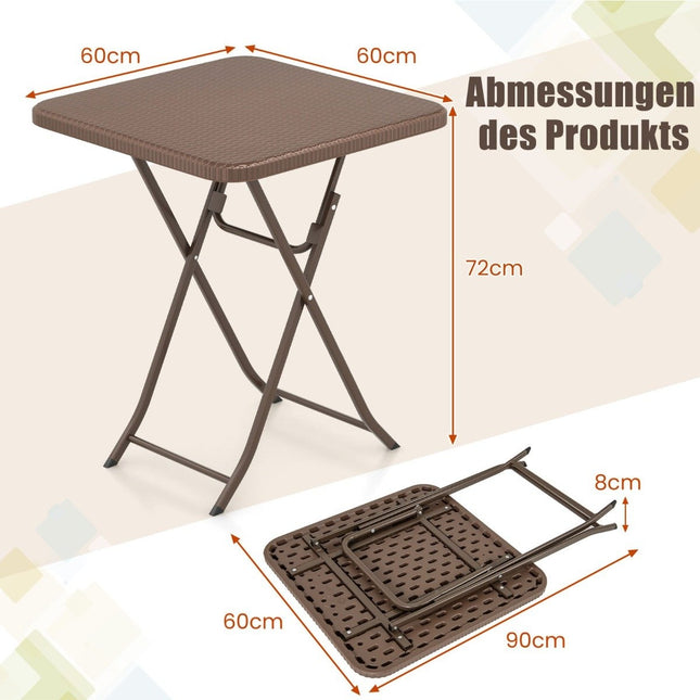 Masa pliabila in stil rattan cu blat HDPE de 60x60cm