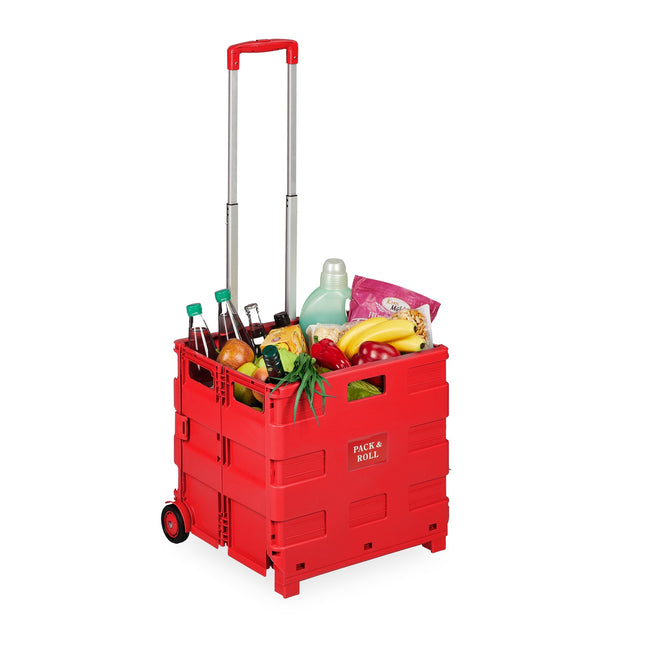 Cărucior de cumpărături pliabil cu mâner telescopic, capacitate 35 kg