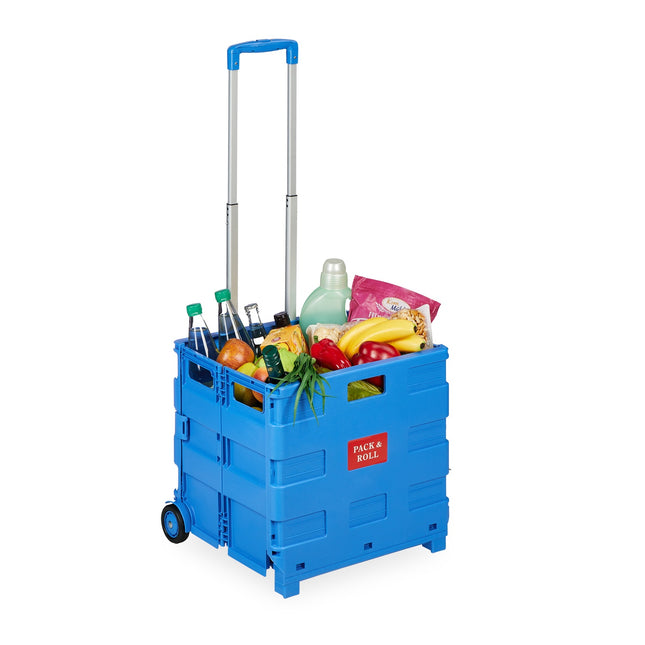 Cărucior de cumpărături pliabil cu mâner telescopic, capacitate 35 kg