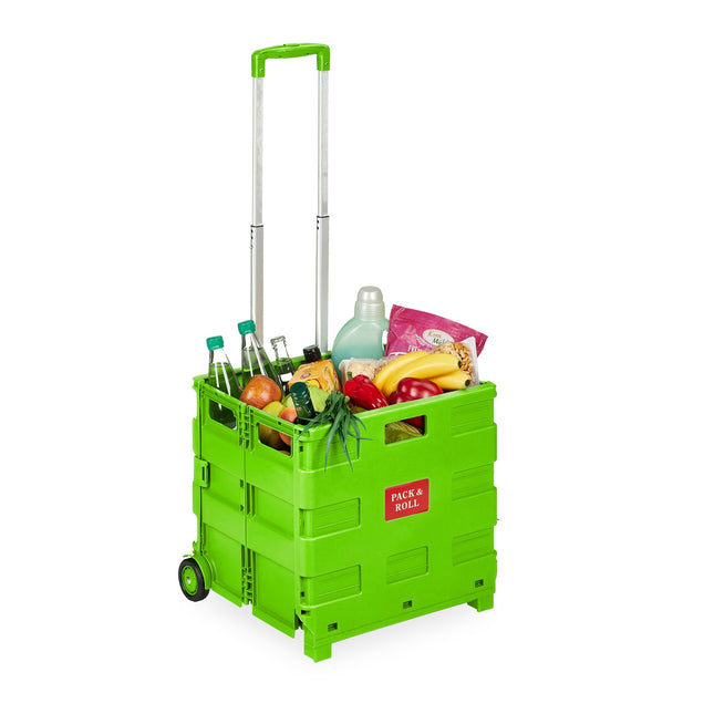 Cărucior de cumpărături pliabil cu mâner telescopic, capacitate 35 kg