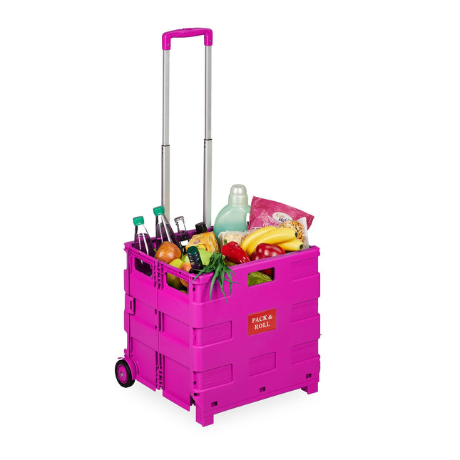 Cărucior de cumpărături pliabil cu mâner telescopic, capacitate 35 kg
