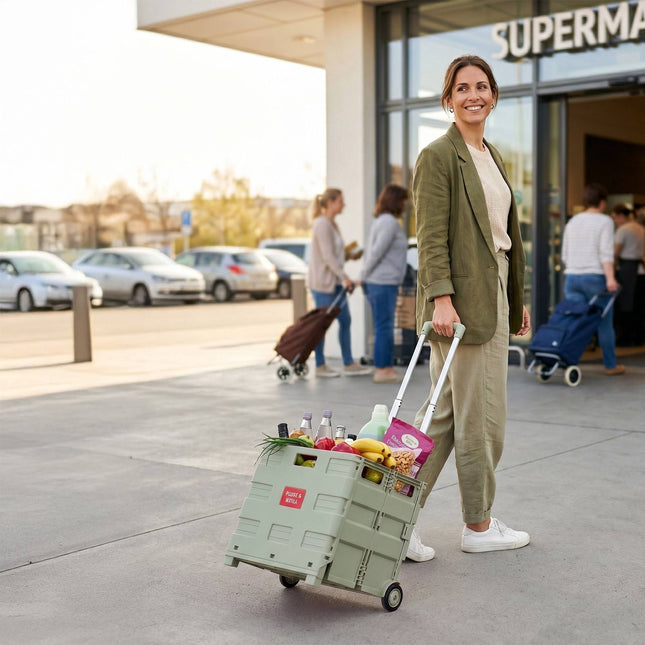 Cărucior de cumpărături pliabil cu mâner telescopic, capacitate 35 kg