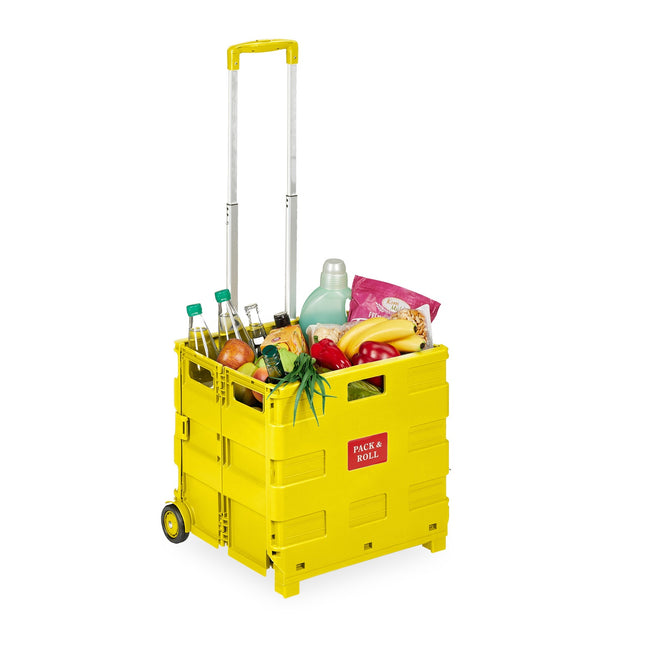 Cărucior de cumpărături pliabil cu mâner telescopic, capacitate 35 kg