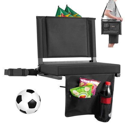 Folding Stadium Seat With Back Support, Cushion, Cup Holder