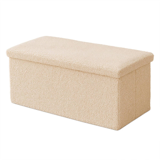 Bancă pliabilă cu depozitare, cu material textil Teddy, cu 2 locuri