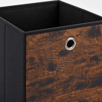 Folding Storage Box Set of 6 with Wood-Look Finish, Brown, 30 x 30 x 30 cm