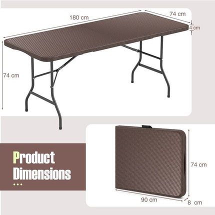 Masă pliabilă 180 x 74 cm, blat HDPE, blocare de siguranță