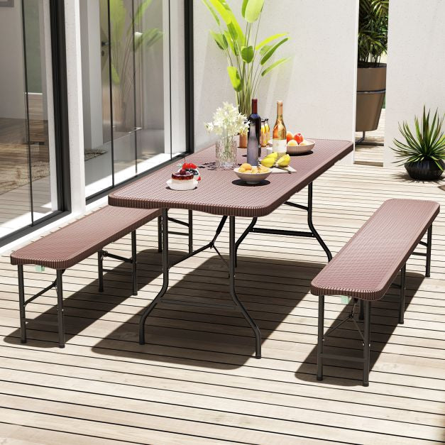 Masă pliabilă 180 x 74 cm, blat HDPE, blocare de siguranță