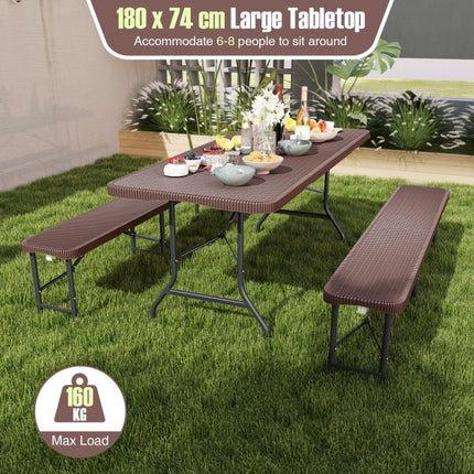 Masă pliabilă 180 x 74 cm, blat HDPE, blocare de siguranță