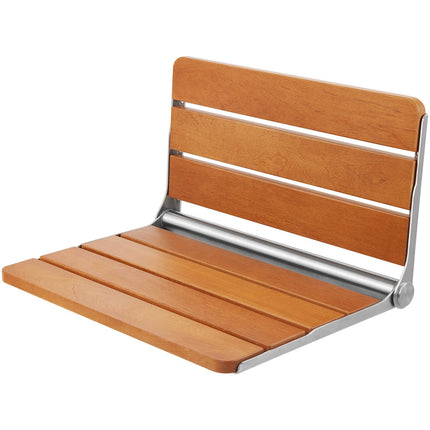 Folding Teak Shower Seat, Wall Mounted, 500 lb