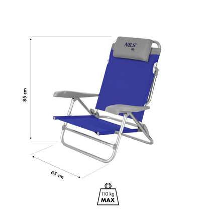 Scaun pliabil pentru turist, albastru-gri, design compact
