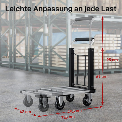 Folding Wagon, 150kg Capacity, Adjustable Handle, Black
