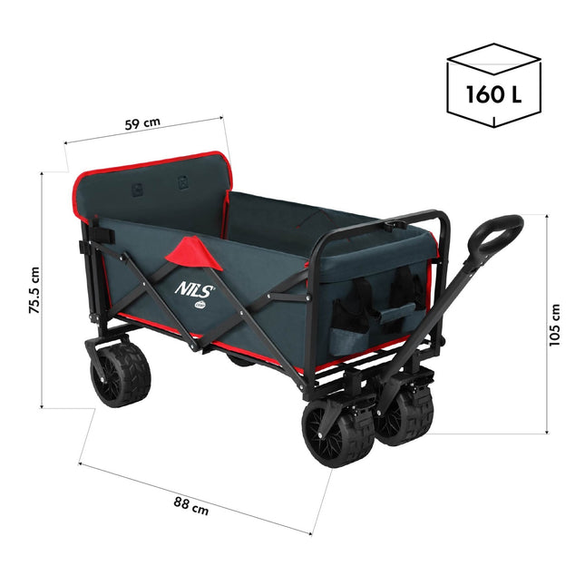 Vagon pliabil, antracit, capacitate 160L