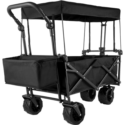 Folding Wagon Cart, 220 lb Capacity, Detachable Canopy