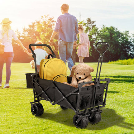 Folding Wagon Cart, 220 lb Capacity, Detachable Canopy