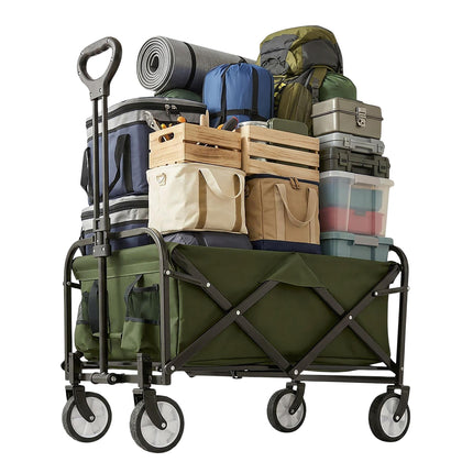 Cărucior pliabil pentru plajă, camping, cumpărături, capacitate mare