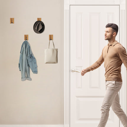 Set cârlige de perete pliabile, bambus, design care economisește spațiu