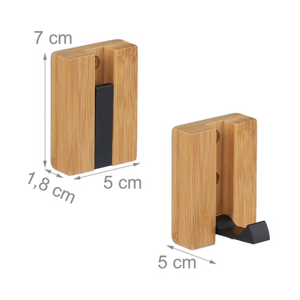Set cârlige de perete pliabile, bambus, design care economisește spațiu