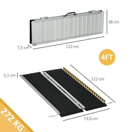 Rampă pliabilă pentru scaun cu rotile, suprafață antiderapantă, aluminiu portabil