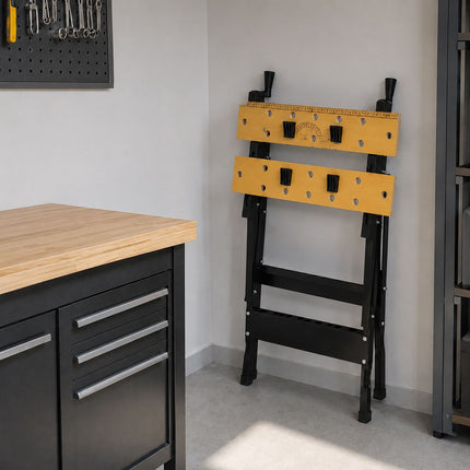 Folding Workbench with Clamping Jaws and Crank Adjustment, 100 kg Load