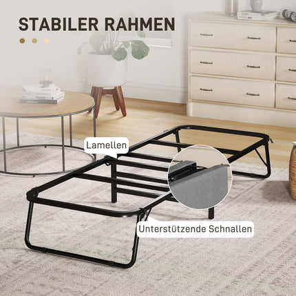 Pat pliant 70 x 190 cm pat pliant pentru oaspeți cu saltea din spumă de 7 cm, tăblie reglabilă, pat de călătorie cu roți, aspect lenjerie, cadru metalic pentru birou, cameră de oaspeți, gri închis
