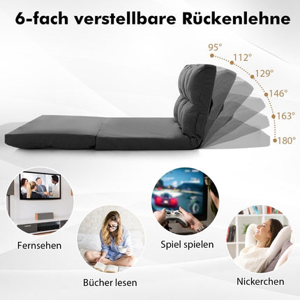 Canapea extensibila 3 in 1 cu functie de dormit si spatar reglabil gri inchis