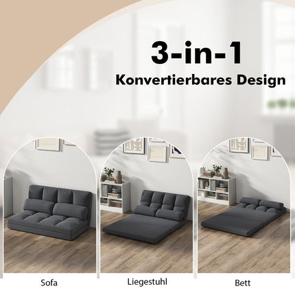 Canapea extensibila 3 in 1 cu functie de dormit si spatar reglabil gri inchis