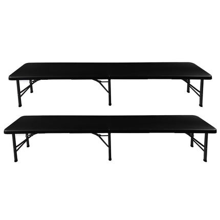 Masa de gradina pliabila 180cm + 2 banci - neagra