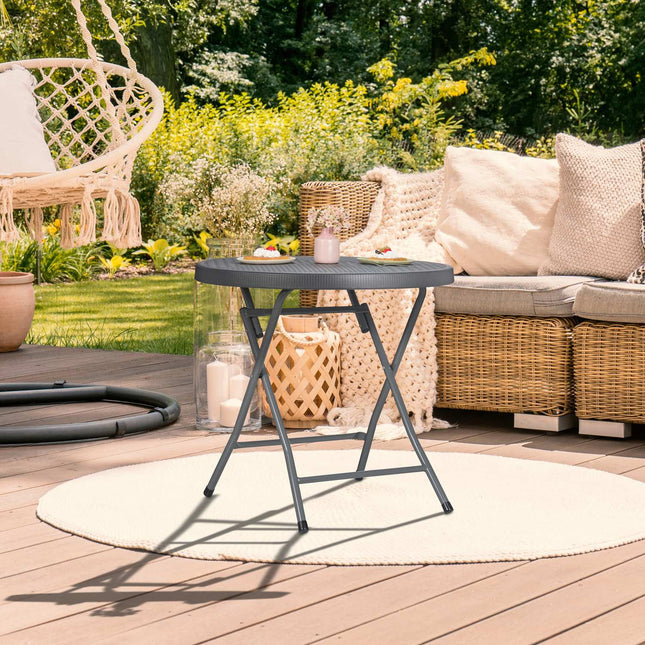 Masa de gradina pliabila cu aspect rattan