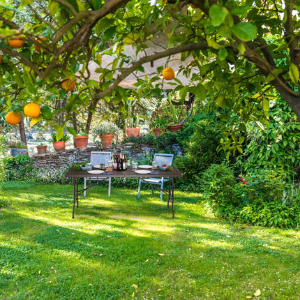 Masa de gradina pliabila cu aspect de lemn