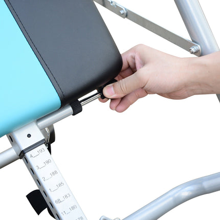 Masă de inversare pliabilă cu centură de siguranță reglabilă din oțel de culoare argintiu-negru |