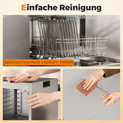 Deshidratator alimentar, 8 tăvi, cronometru 48h, 35–75°C, argintiu