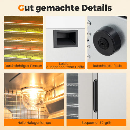 Deshidratator alimentar, 8 tăvi, cronometru 48h, 35–75°C, argintiu