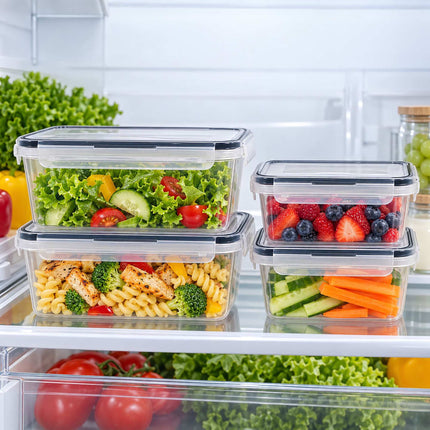 Food Storage Container Set of 12 with Airtight Click Lids, Freezer Safe, Clear