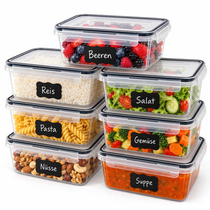 Food Storage Container Set of 7 with Airtight Click Lids, Freezer Safe, Clear