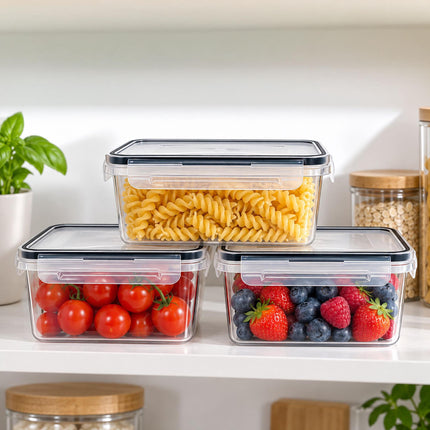 Food Storage Container Set of 7 with Airtight Click Lids, Freezer Safe, Clear