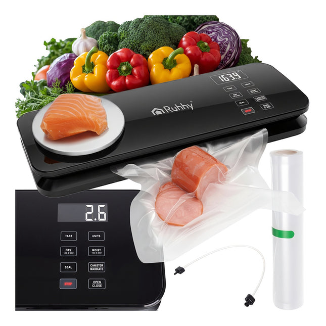 Aparat de sigilat alimente în vid cu cântar, 120W, pompă dublă