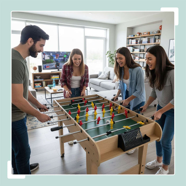 Masă de foosball cu mânere antiderapante și contoare de scoruri